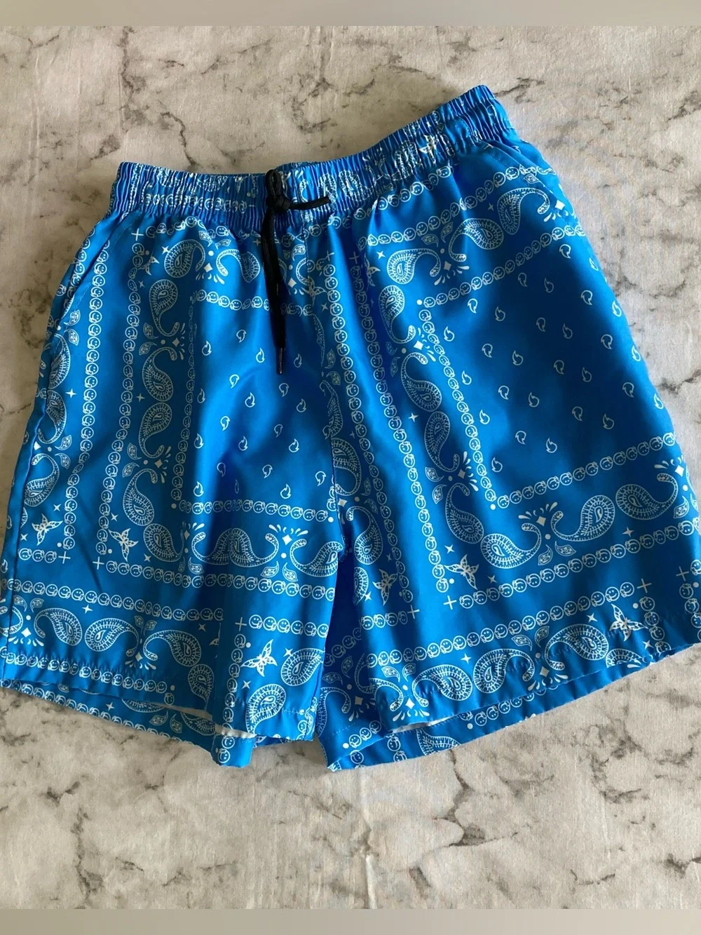 Men's Blue paisley bandana Print Swim Shorts